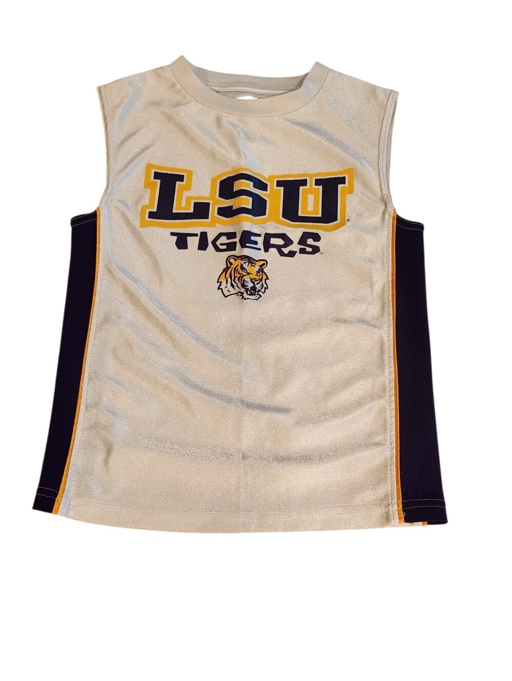 LSU Tigers Kids Sleeveless Jersey Tank Top - White Purple And Gold(Yellow)